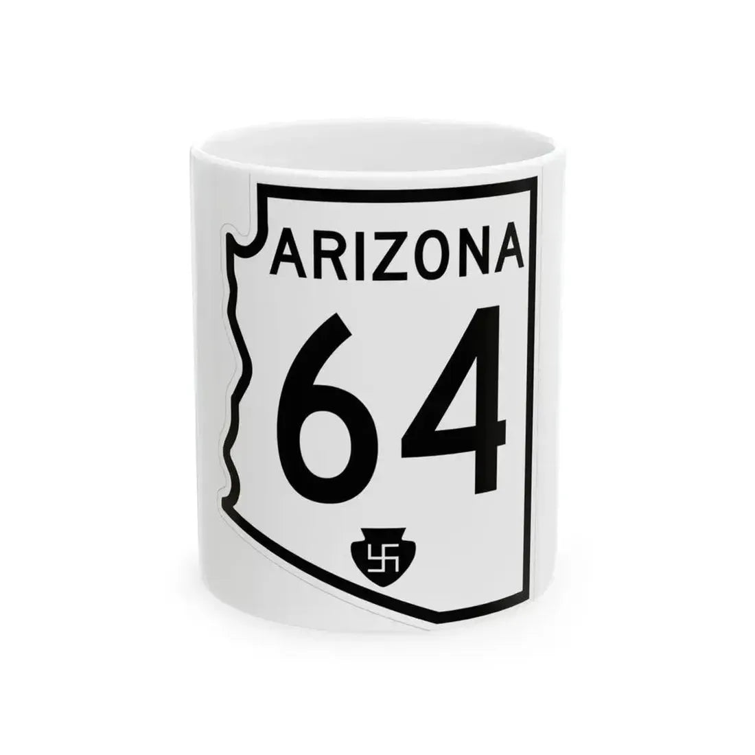 Arizona 64 1956 (Arizona) (Road Sign) White Coffee Mug - Go Mug Yourself
