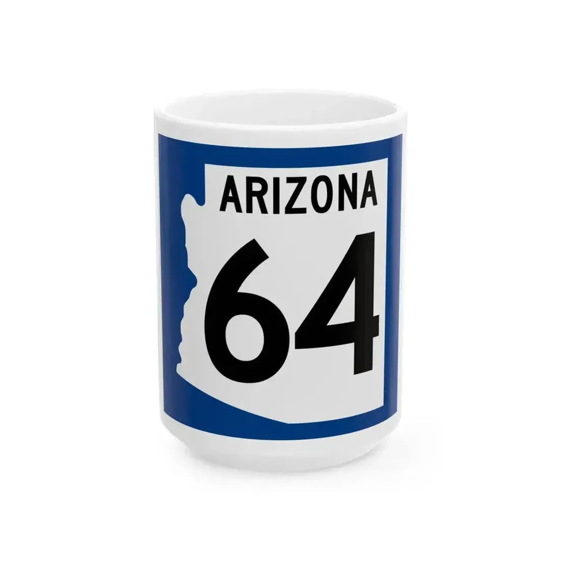Arizona 64 1960 west (Arizona) (Road Sign) White Coffee Mug 15oz - Go Mug Yourself