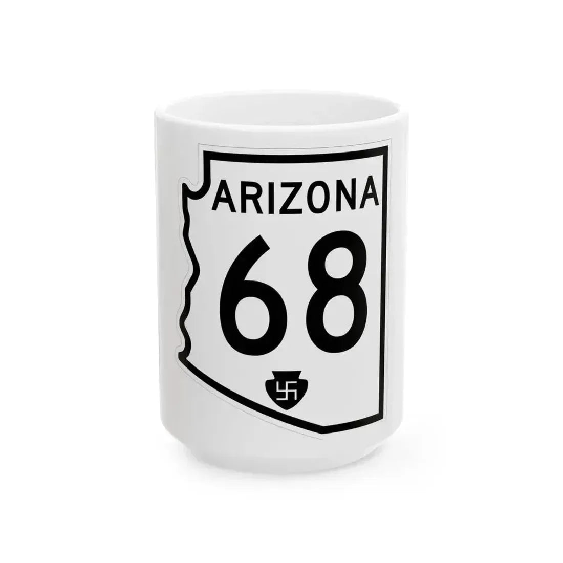 Arizona 68 1956 (Arizona) (Road Sign) White Coffee Mug 15oz - Go Mug Yourself