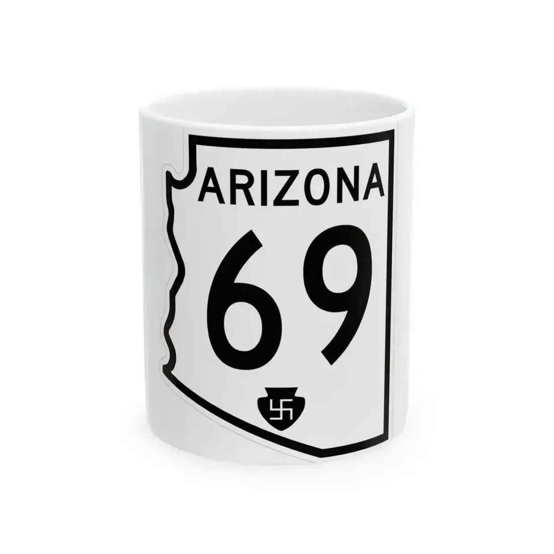 Arizona 69 1956 (Arizona) (Road Sign) White Coffee Mug 11oz - Go Mug Yourself