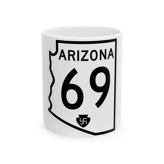 Arizona 69 1956 (Arizona) (Road Sign) White Coffee Mug 11oz - Go Mug Yourself