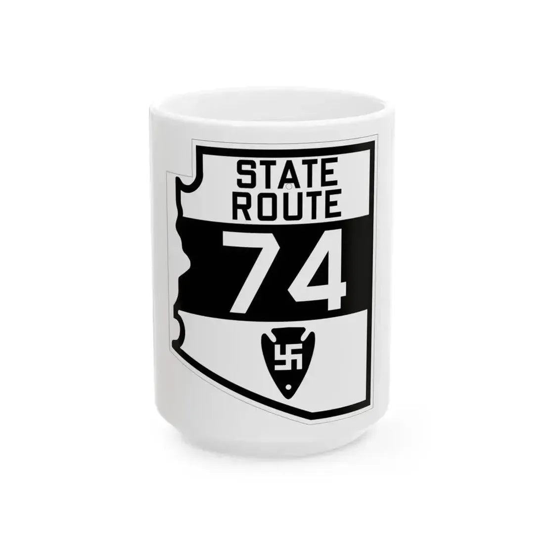 Arizona 74 1927 (Arizona) (Road Sign) White Coffee Mug 15oz - Go Mug Yourself