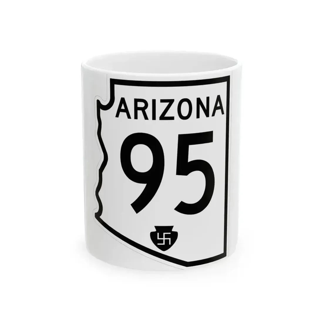 Arizona 95 1956 (Arizona) (Road Sign) White Coffee Mug 11oz - Go Mug Yourself