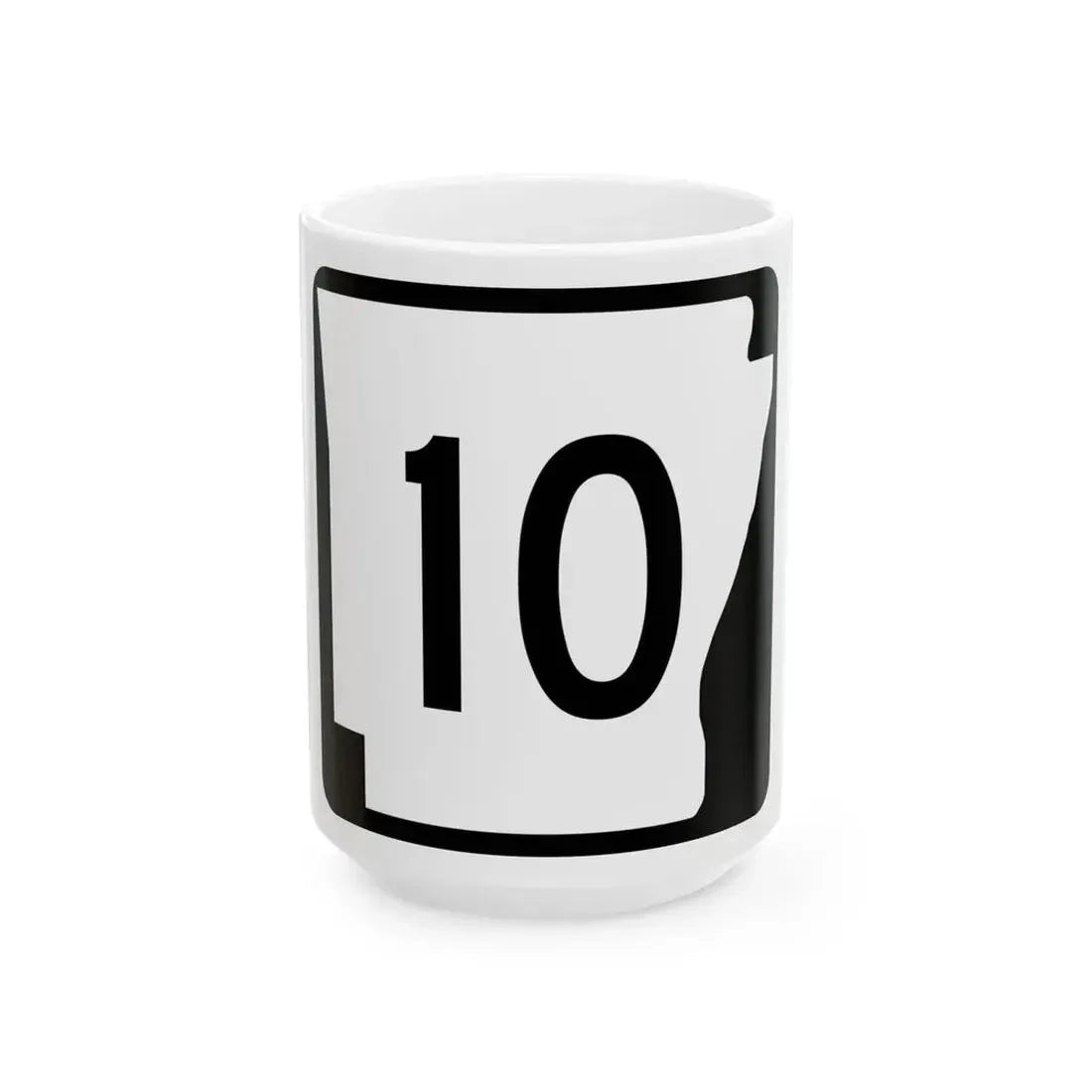 Arkansas 10 (Arkansas) (Road Sign) White Coffee Mug 15oz - Go Mug Yourself