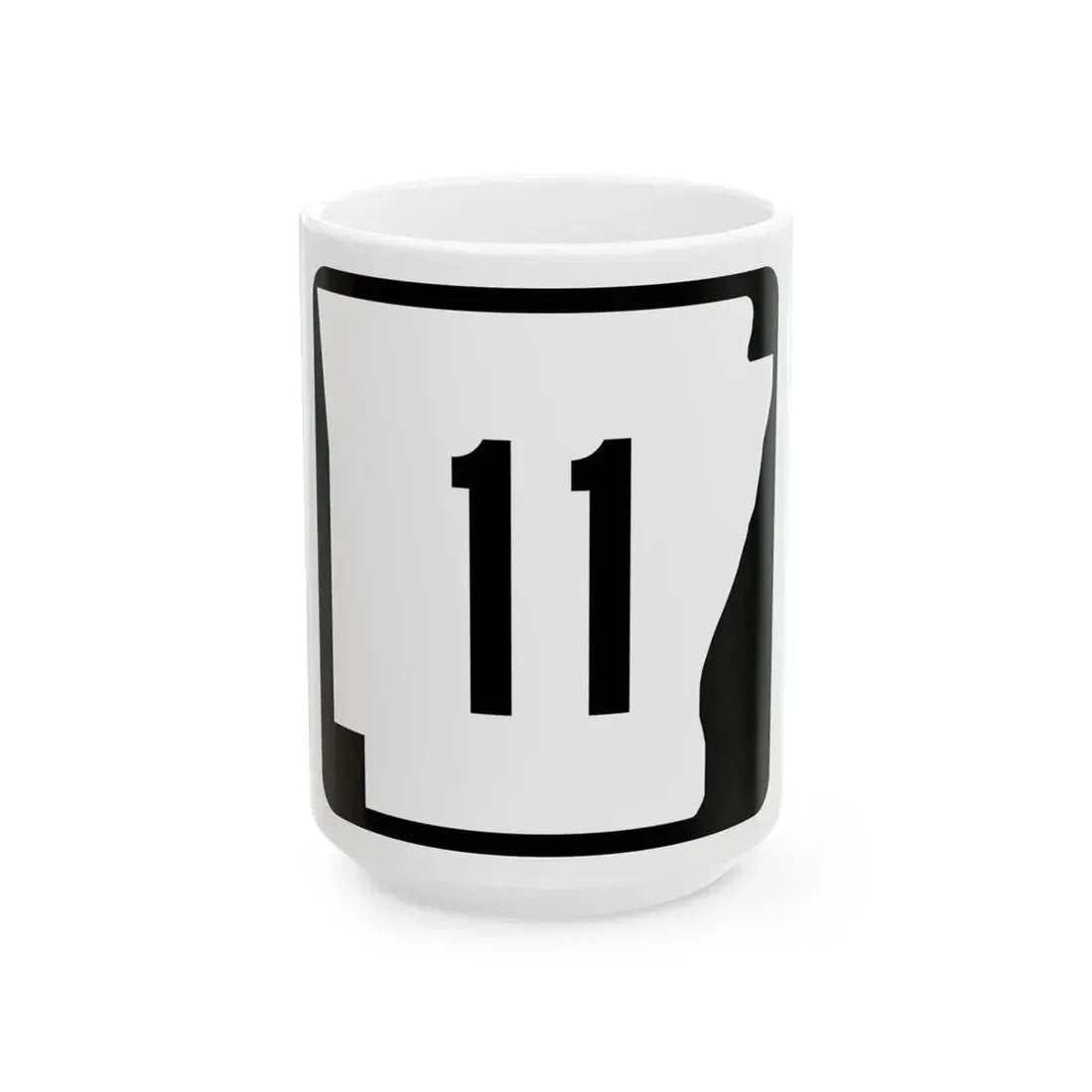 Arkansas 11 (Arkansas) (Road Sign) White Coffee Mug 15oz - Go Mug Yourself