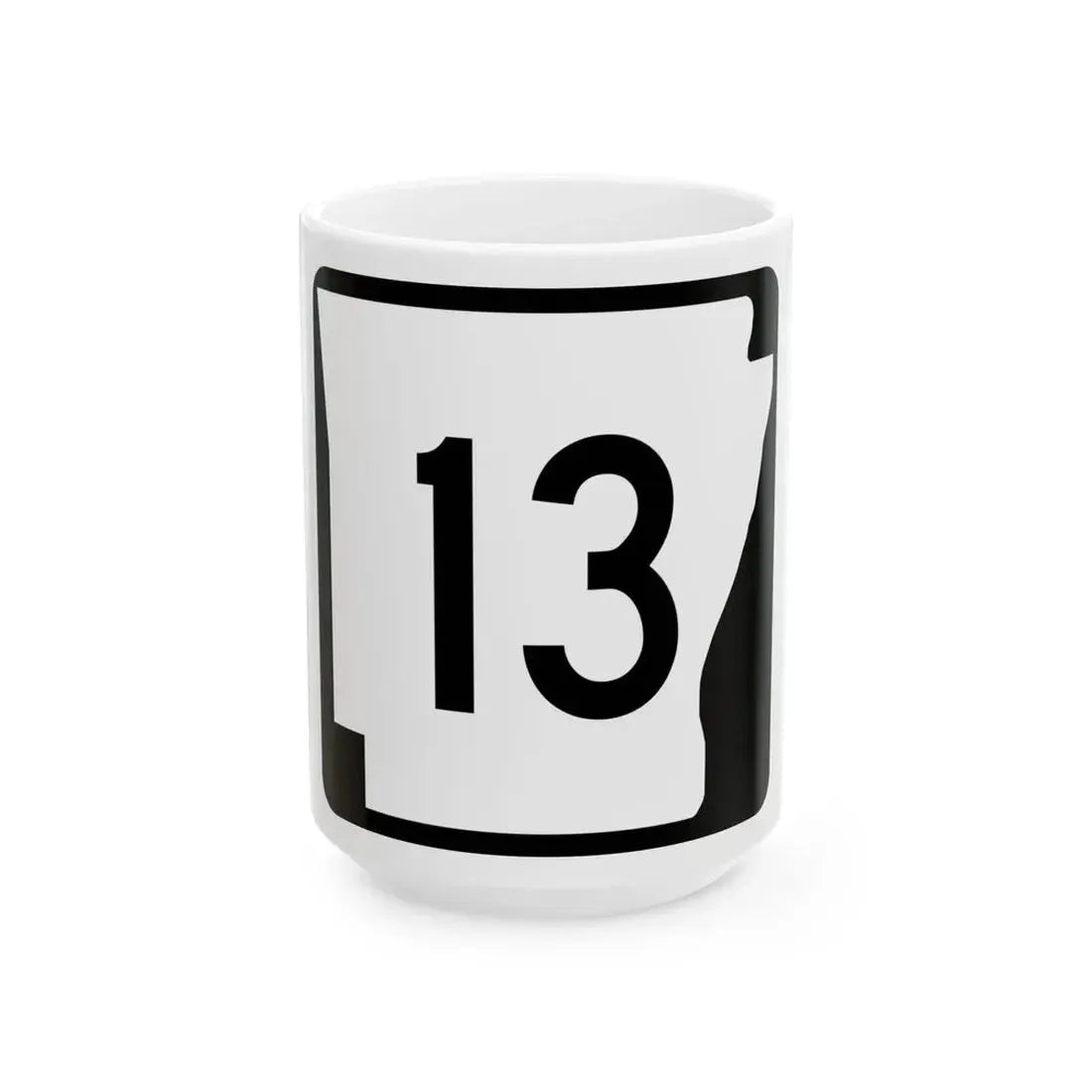 Arkansas 13 (Arkansas) (Road Sign) White Coffee Mug 15oz - Go Mug Yourself