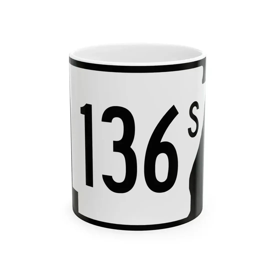 Arkansas 136S (Arkansas) (Road Sign) White Coffee Mug 11oz - Go Mug Yourself