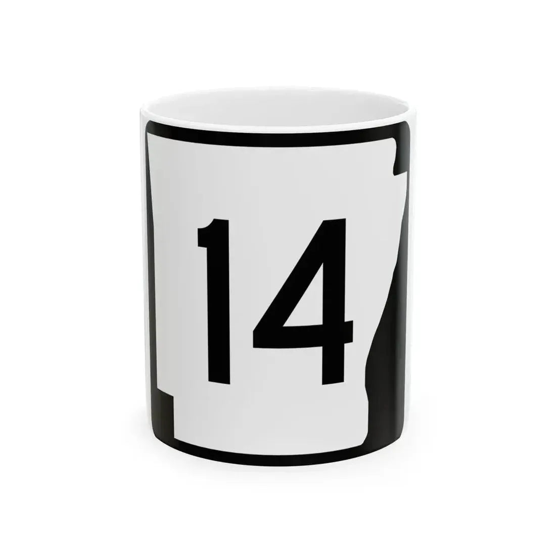 Arkansas 14 (Arkansas) (Road Sign) White Coffee Mug 11oz - Go Mug Yourself