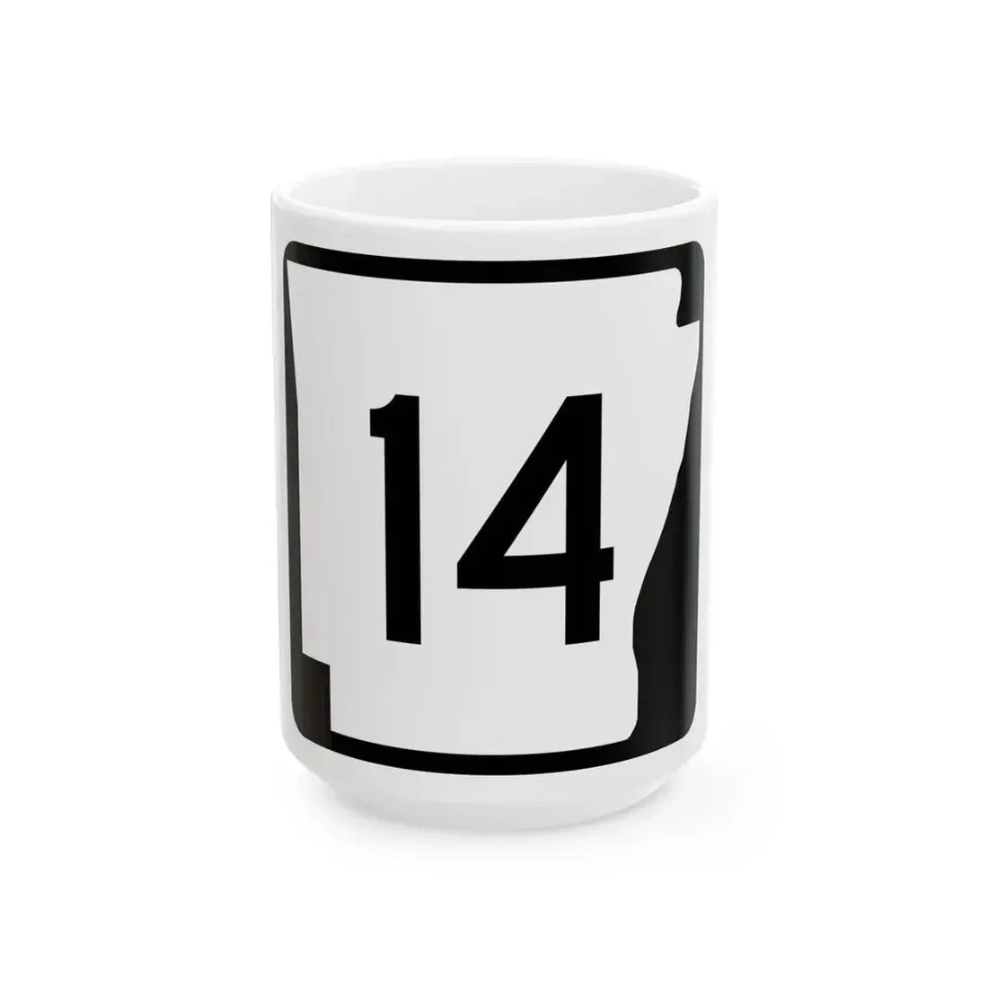 Arkansas 14 (Arkansas) (Road Sign) White Coffee Mug 15oz - Go Mug Yourself