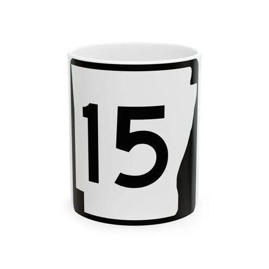 Arkansas 15 (Arkansas) (Road Sign) White Coffee Mug 11oz - Go Mug Yourself