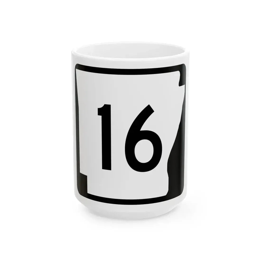 Arkansas 16 (Arkansas) (Road Sign) White Coffee Mug 15oz - Go Mug Yourself