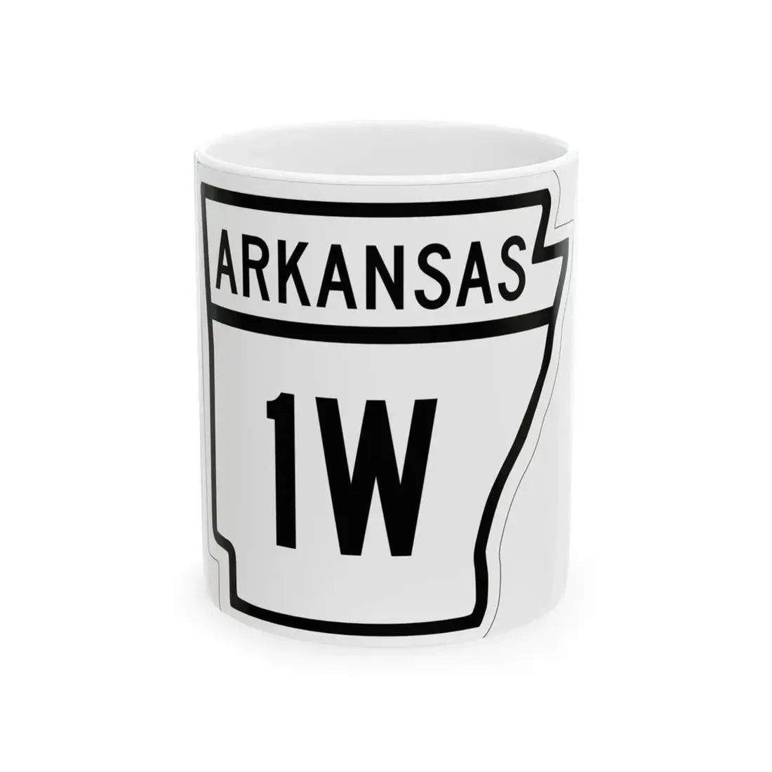 Arkansas 1W 1948 (Arkansas) (Road Sign) White Coffee Mug 11oz - Go Mug Yourself