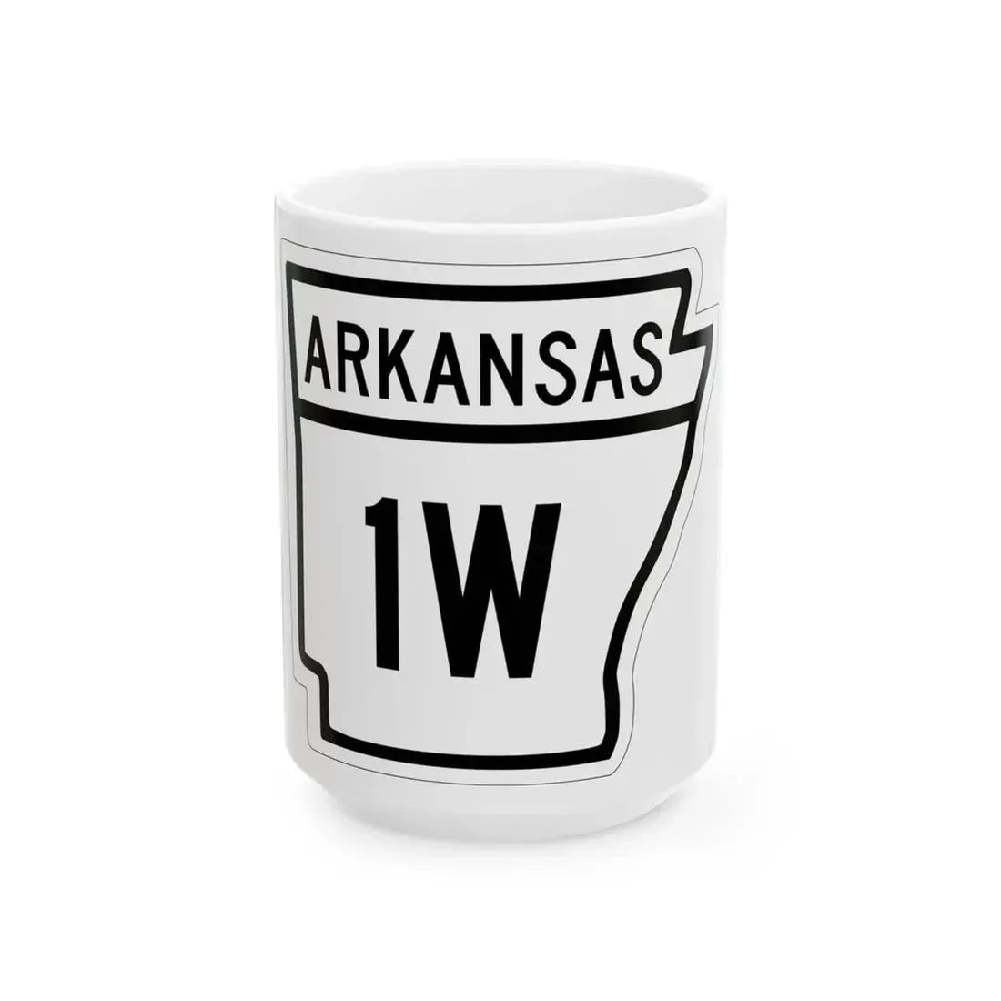 Arkansas 1W 1948 (Arkansas) (Road Sign) White Coffee Mug 15oz - Go Mug Yourself