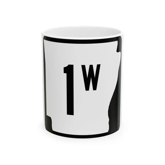 Arkansas 1W (Arkansas) (Road Sign) White Coffee Mug 11oz - Go Mug Yourself