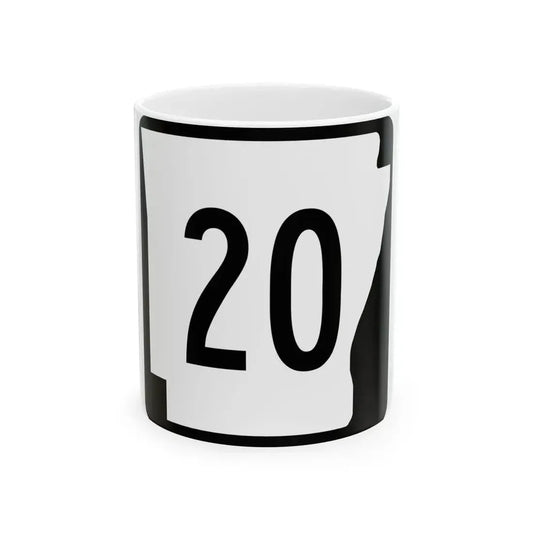 Arkansas 20 (Arkansas) (Road Sign) White Coffee Mug 11oz - Go Mug Yourself