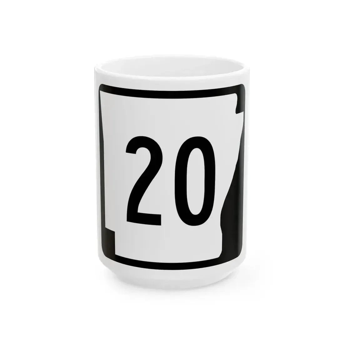 Arkansas 20 (Arkansas) (Road Sign) White Coffee Mug 15oz - Go Mug Yourself
