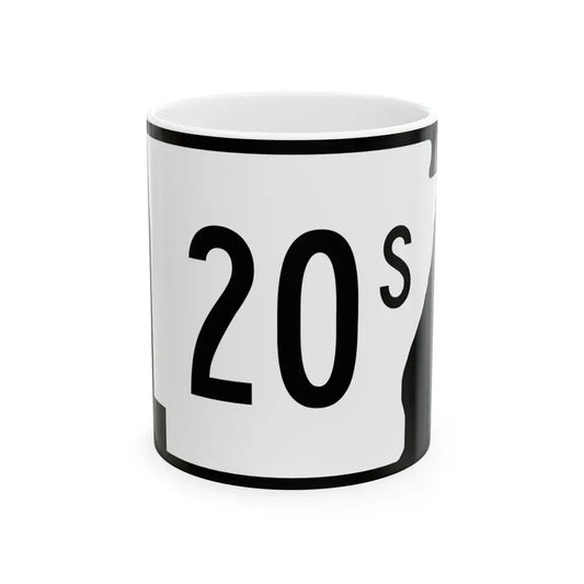 Arkansas 20S (Arkansas) (Road Sign) White Coffee Mug 11oz - Go Mug Yourself