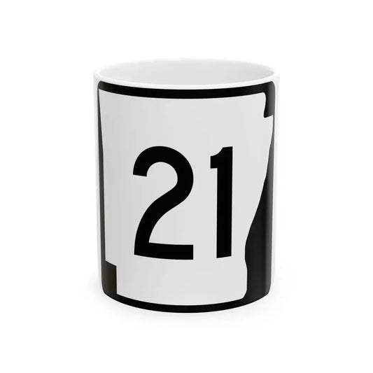 Arkansas 21 (Arkansas) (Road Sign) White Coffee Mug 11oz - Go Mug Yourself