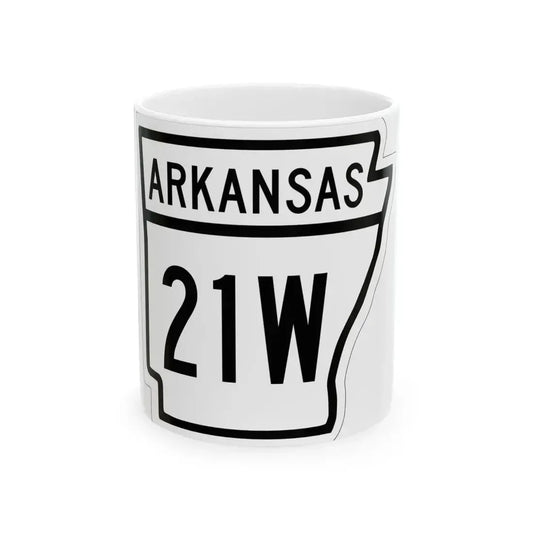 Arkansas 21W 1948 (Arkansas) (Road Sign) White Coffee Mug 11oz - Go Mug Yourself