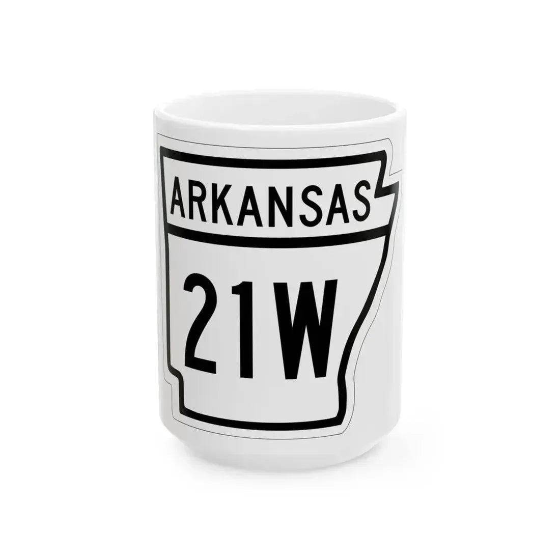 Arkansas 21W 1948 (Arkansas) (Road Sign) White Coffee Mug 15oz - Go Mug Yourself
