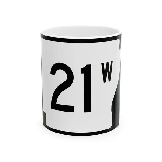 Arkansas 21W (Arkansas) (Road Sign) White Coffee Mug 11oz - Go Mug Yourself