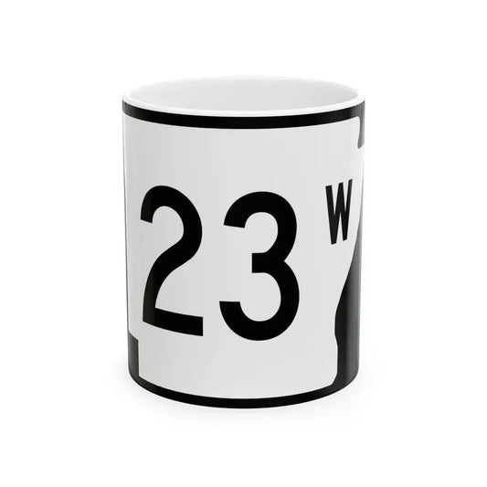Arkansas 23W (Arkansas) (Road Sign) White Coffee Mug 11oz - Go Mug Yourself