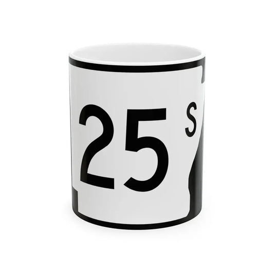 Arkansas 25S (Arkansas) (Road Sign) White Coffee Mug 11oz - Go Mug Yourself