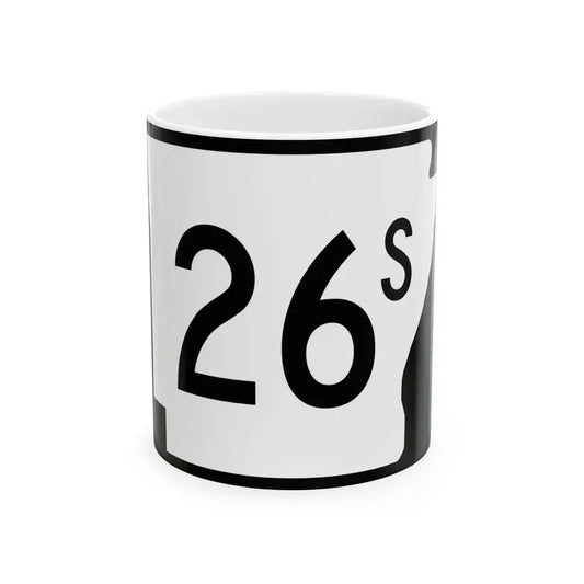 Arkansas 26S (Arkansas) (Road Sign) White Coffee Mug 11oz - Go Mug Yourself