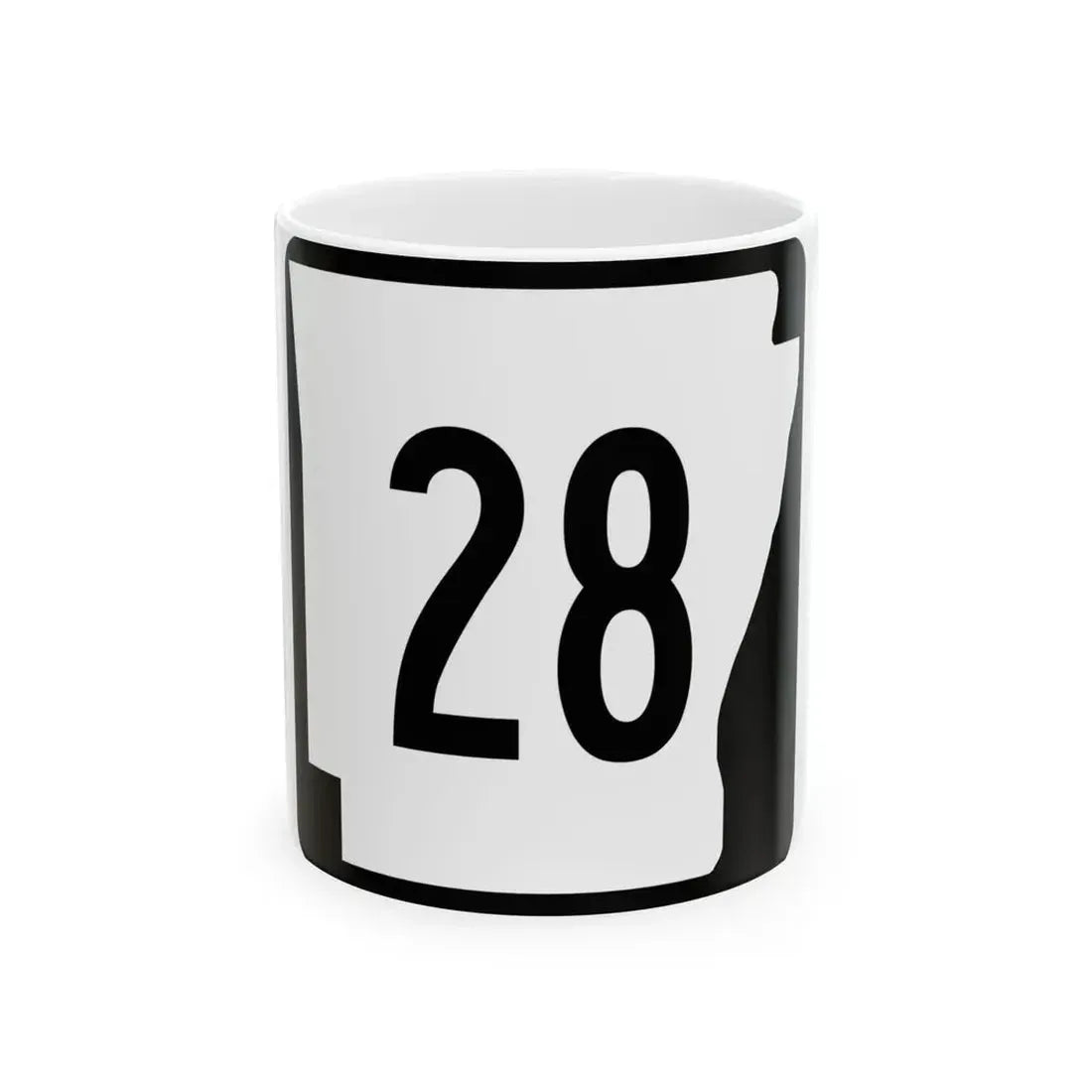 Arkansas 28 (Arkansas) (Road Sign) White Coffee Mug 11oz - Go Mug Yourself