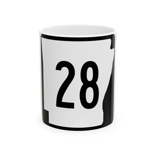 Arkansas 28 (Arkansas) (Road Sign) White Coffee Mug 11oz - Go Mug Yourself