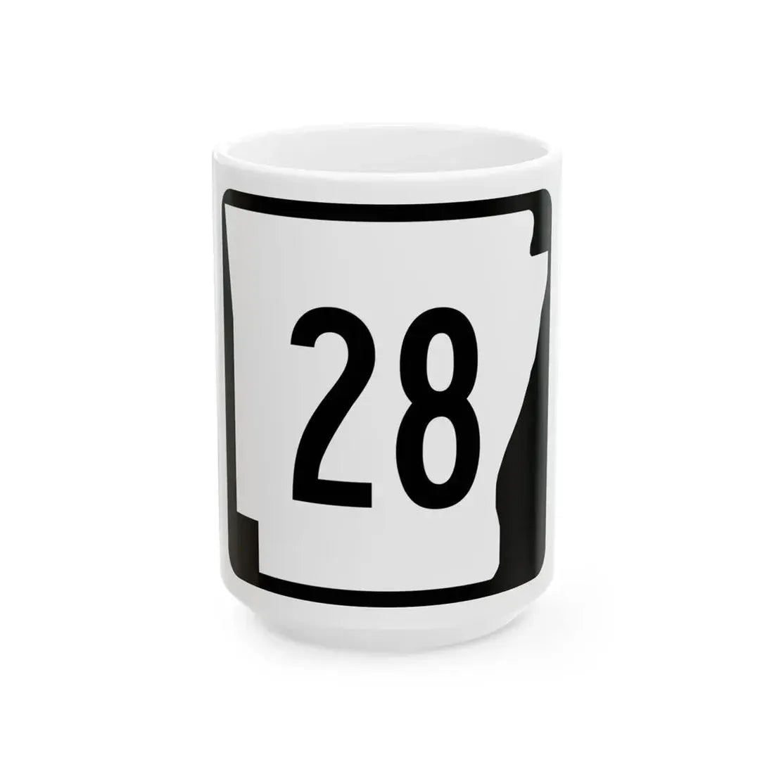 Arkansas 28 (Arkansas) (Road Sign) White Coffee Mug 15oz - Go Mug Yourself