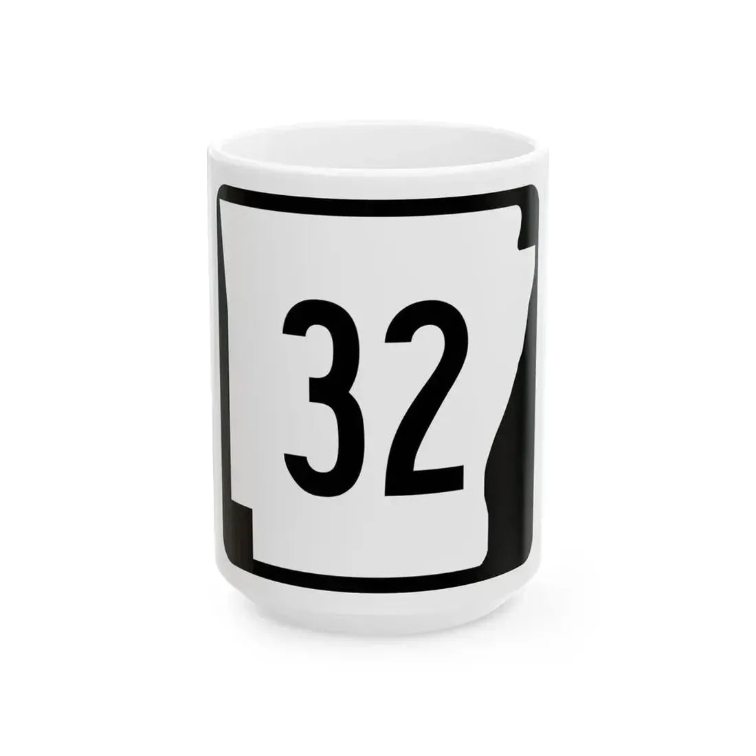 Arkansas 32 (Arkansas) (Road Sign) White Coffee Mug 15oz - Go Mug Yourself