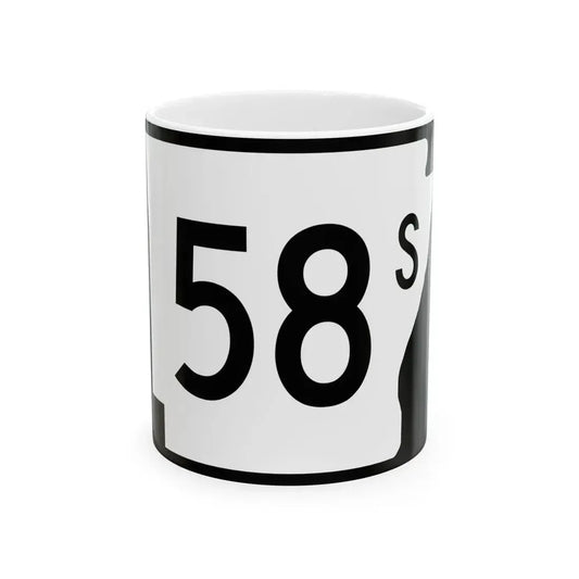 Arkansas 58S (Arkansas) (Road Sign) White Coffee Mug 11oz - Go Mug Yourself