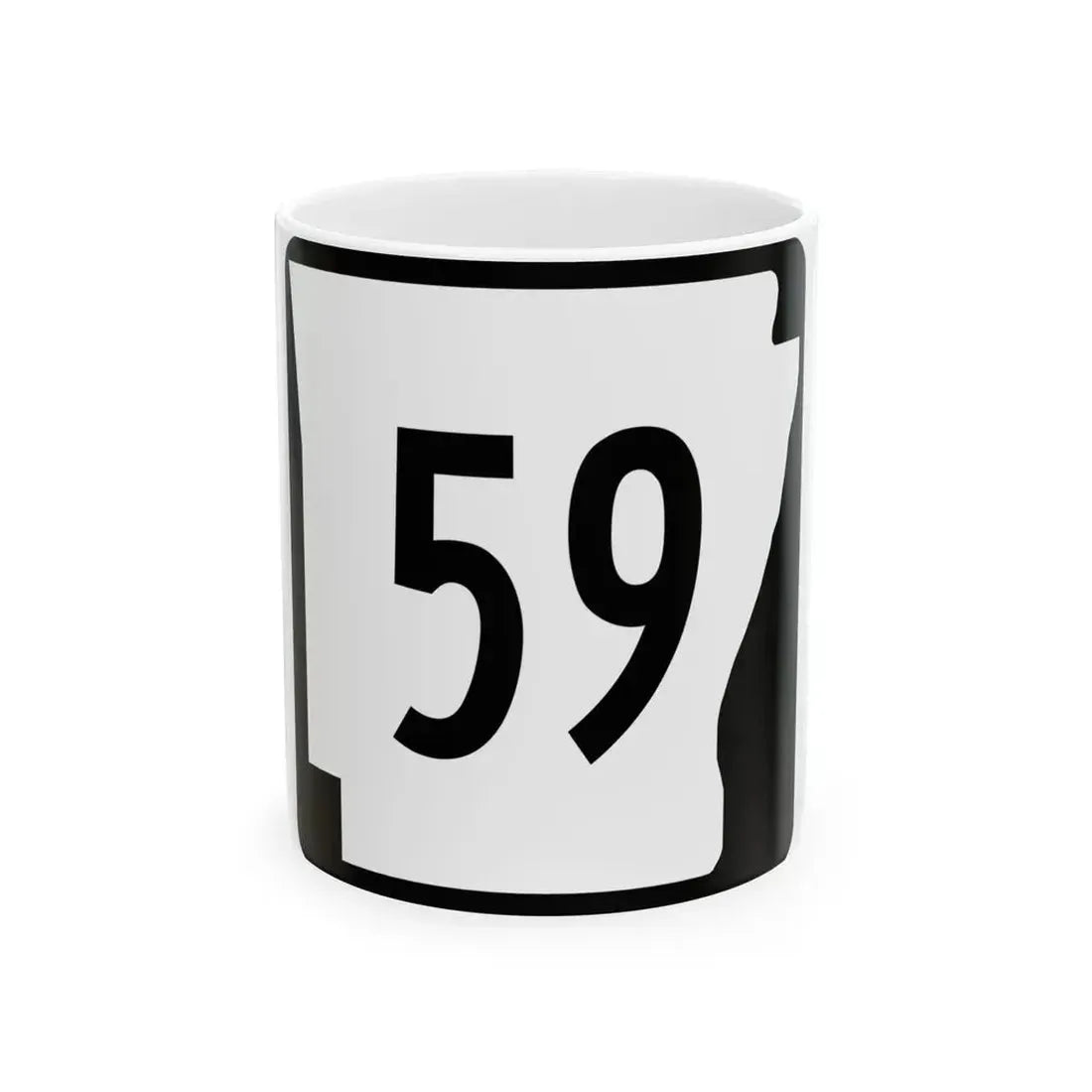 Arkansas 59 (Arkansas) (Road Sign) White Coffee Mug 11oz - Go Mug Yourself