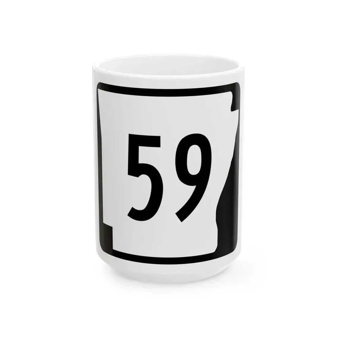 Arkansas 59 (Arkansas) (Road Sign) White Coffee Mug 15oz - Go Mug Yourself