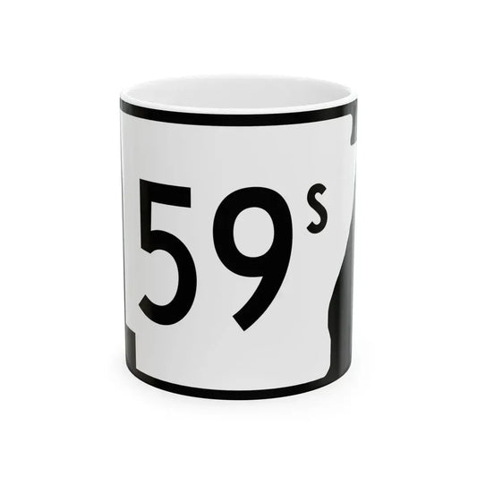 Arkansas 59S (Arkansas) (Road Sign) White Coffee Mug 11oz - Go Mug Yourself