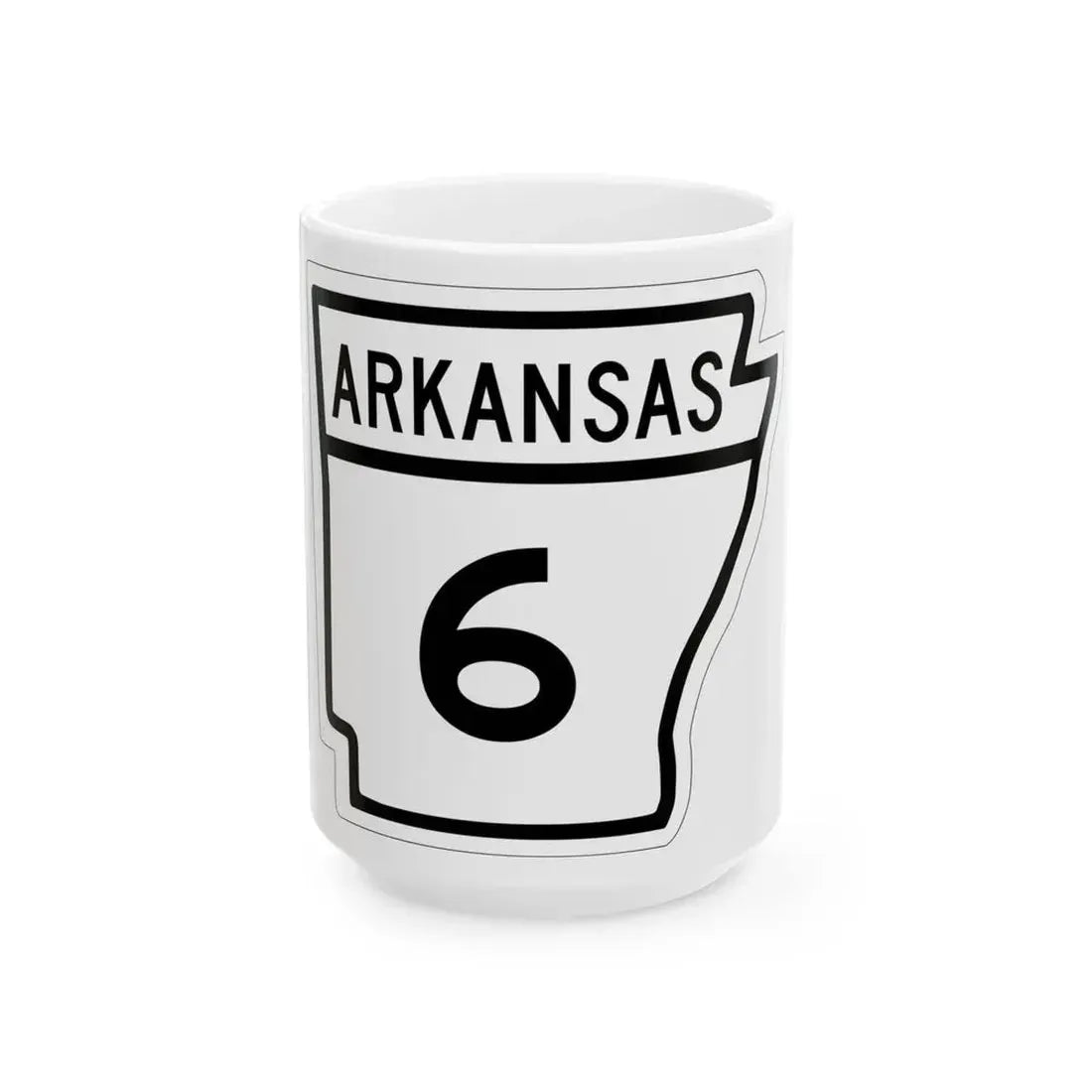 Arkansas 6 1948 (Arkansas) (Road Sign) White Coffee Mug 15oz - Go Mug Yourself