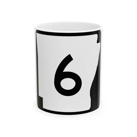 Arkansas 6 (Arkansas) (Road Sign) White Coffee Mug 11oz - Go Mug Yourself