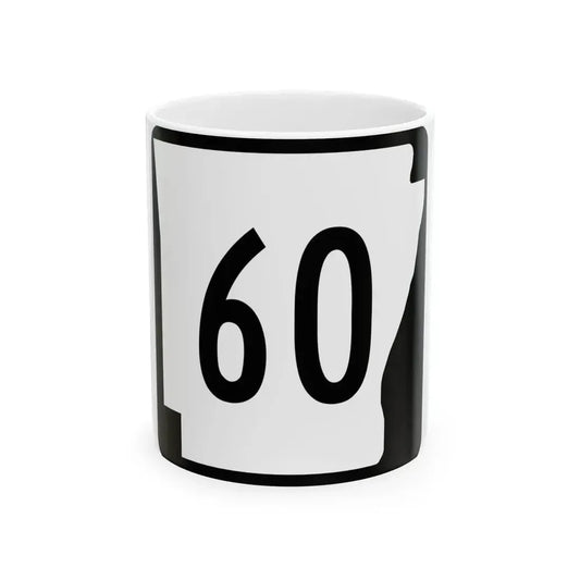 Arkansas 60 (Arkansas) (Road Sign) White Coffee Mug 11oz - Go Mug Yourself