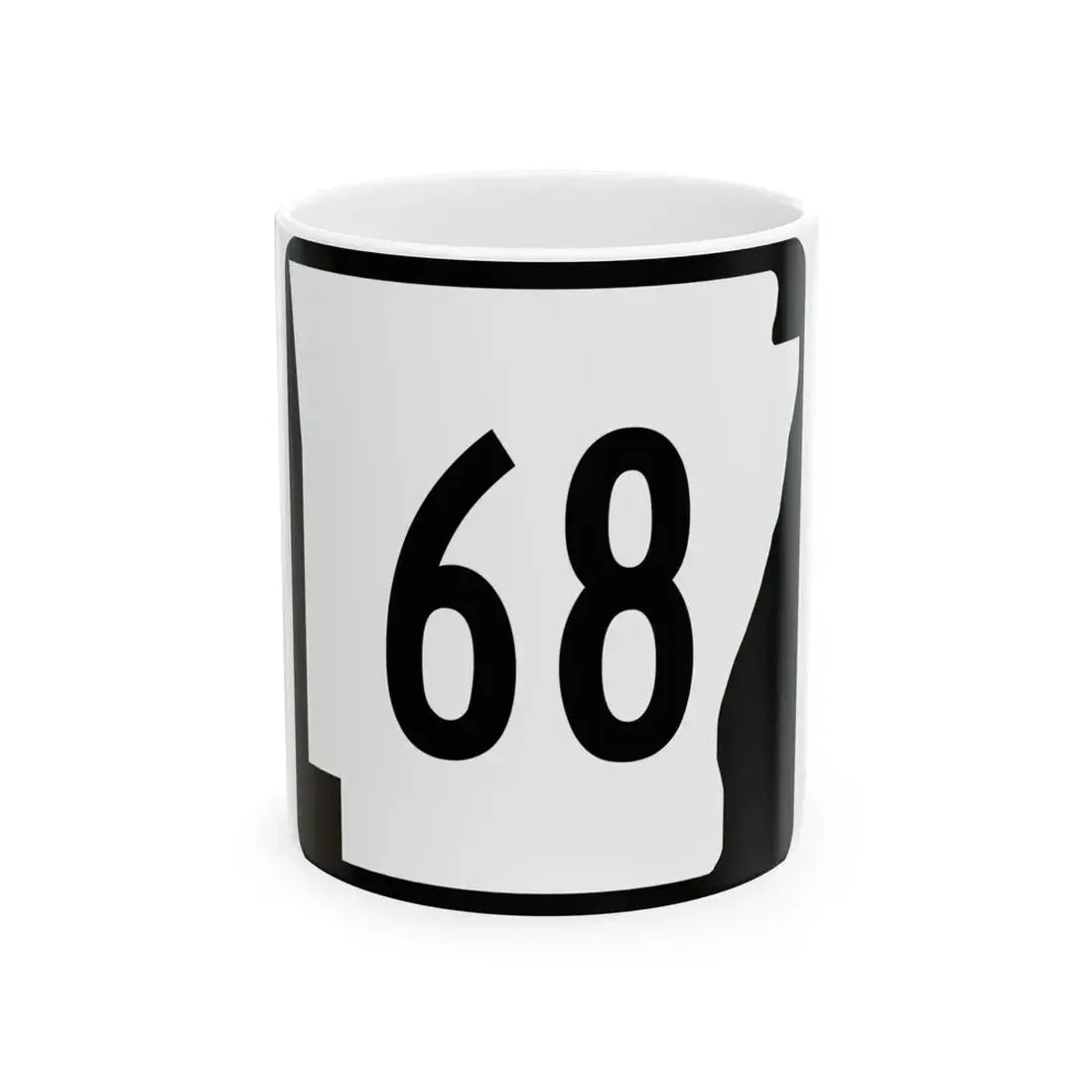 Arkansas 68 (Arkansas) (Road Sign) White Coffee Mug - Go Mug Yourself