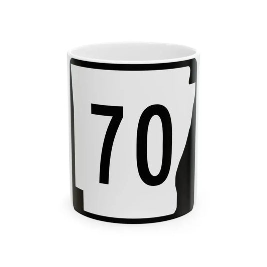 Arkansas 70 (Arkansas) (Road Sign) White Coffee Mug 11oz - Go Mug Yourself