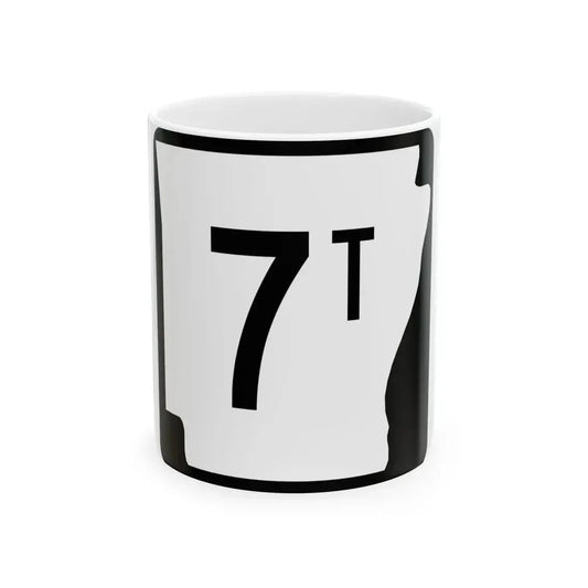 Arkansas 7T (Arkansas) (Road Sign) White Coffee Mug 11oz - Go Mug Yourself