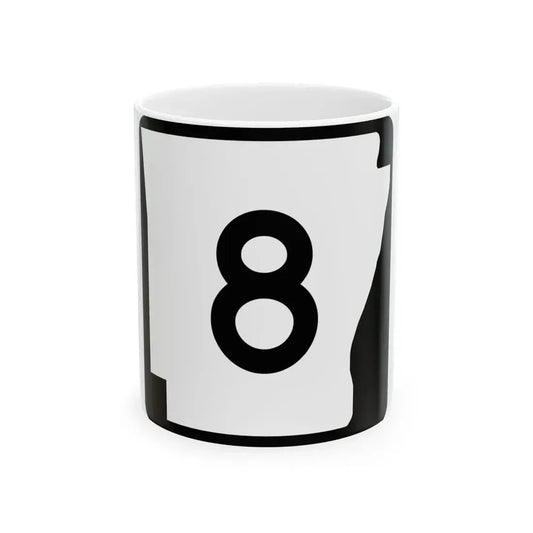 Arkansas 8 (Arkansas) (Road Sign) White Coffee Mug 11oz - Go Mug Yourself