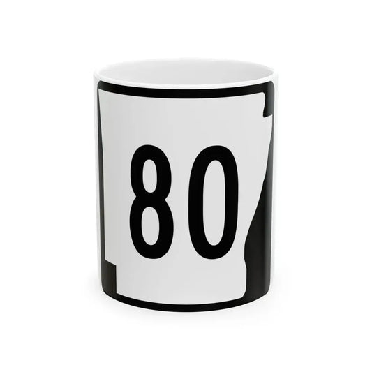 Arkansas 80 (Arkansas) (Road Sign) White Coffee Mug 11oz - Go Mug Yourself