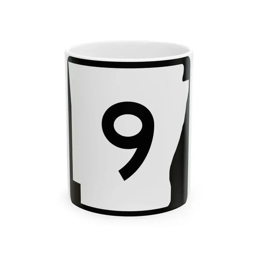 Arkansas 9 (Arkansas) (Road Sign) White Coffee Mug 11oz - Go Mug Yourself