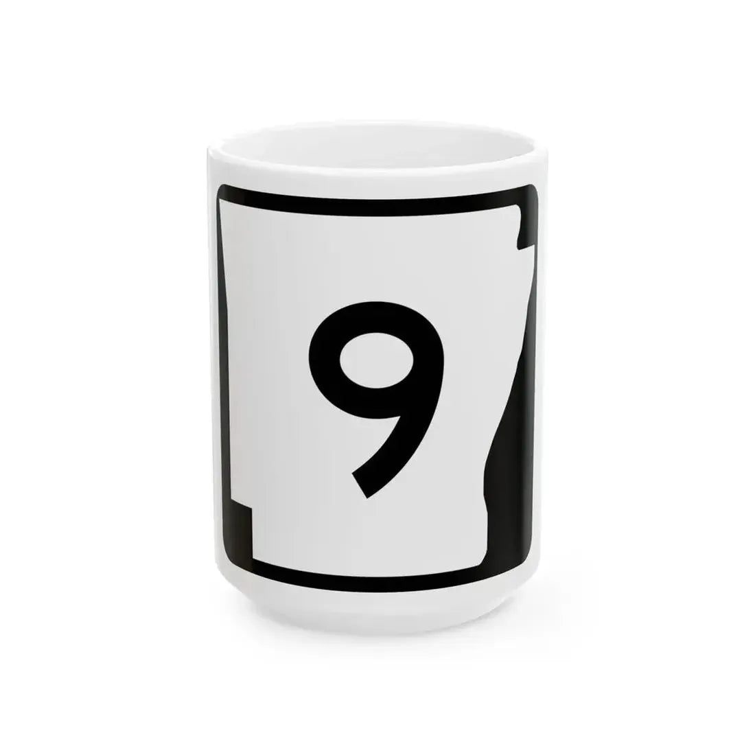 Arkansas 9 (Arkansas) (Road Sign) White Coffee Mug 15oz - Go Mug Yourself