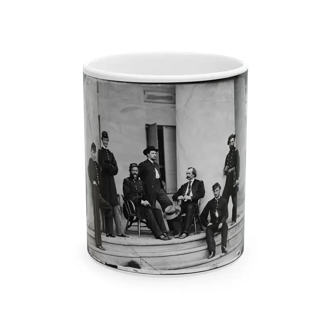 Arlington, Va. Brig. Gen. Gustavus A. Derussey (Third From Left) And Staff On Portico Of Arlington House (U.S. Civil War) White Coffee Mug 11oz - Go Mug Yourself