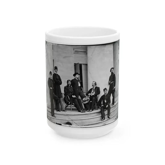 Arlington, Va. Brig. Gen. Gustavus A. Derussey (Third From Left) And Staff On Portico Of Arlington House (U.S. Civil War) White Coffee Mug 15oz - Go Mug Yourself