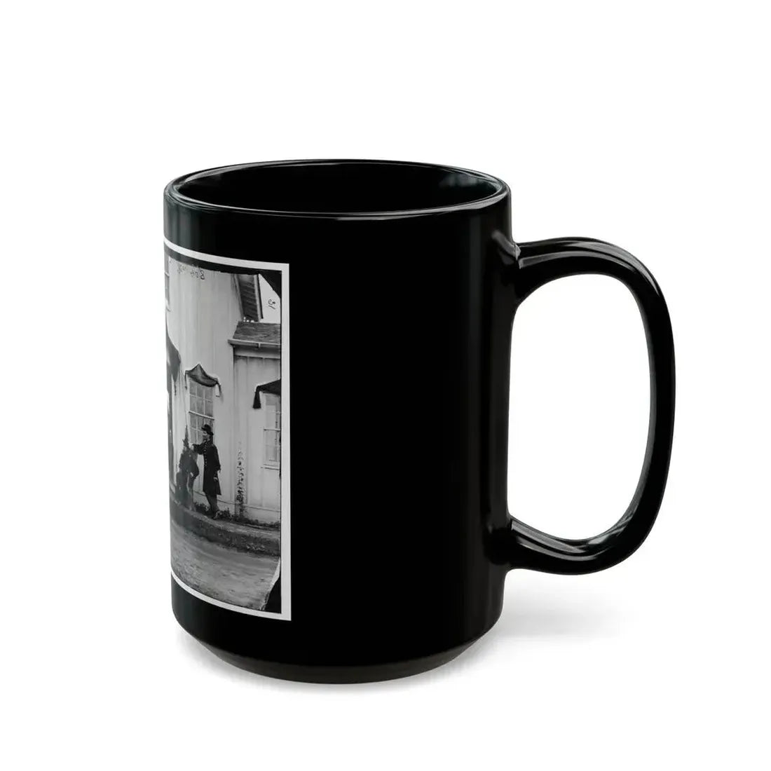 Arlington, Va. Capt. Nevins And Officers In Front Of Headquarters, Fort Whipple; Mourning Crepe Drawn Over Doors And Windows (U.S. Civil War) Black Coffee Mug - Go Mug Yourself