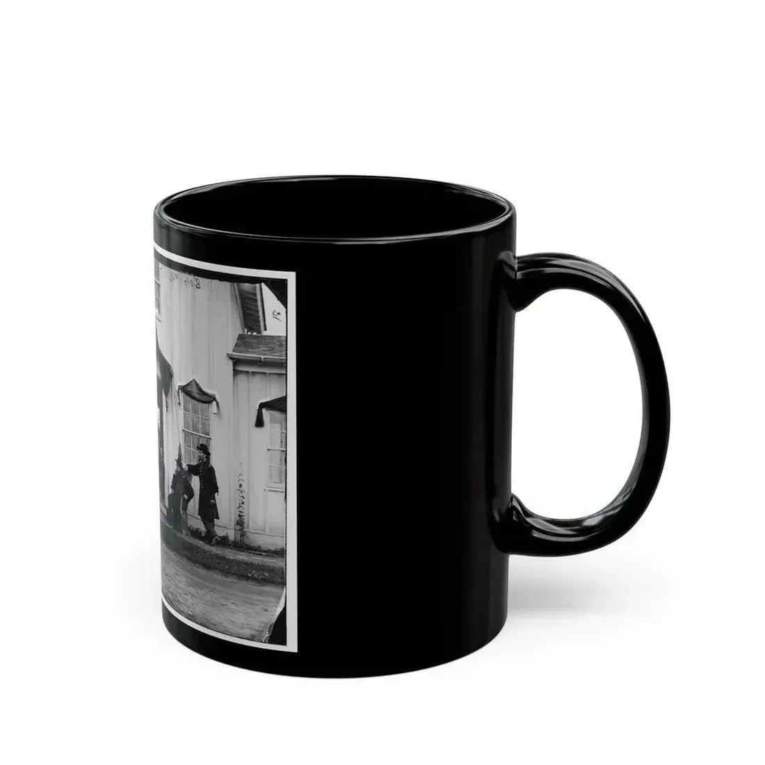 Arlington, Va. Capt. Nevins And Officers In Front Of Headquarters, Fort Whipple; Mourning Crepe Drawn Over Doors And Windows (U.S. Civil War) Black Coffee Mug - Go Mug Yourself